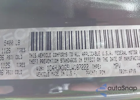 2020 Jeep Wrangler Unlimited Sport S 4X4 z USA, uszkodzony, nr VIN 1C4HJXDG5LW187222